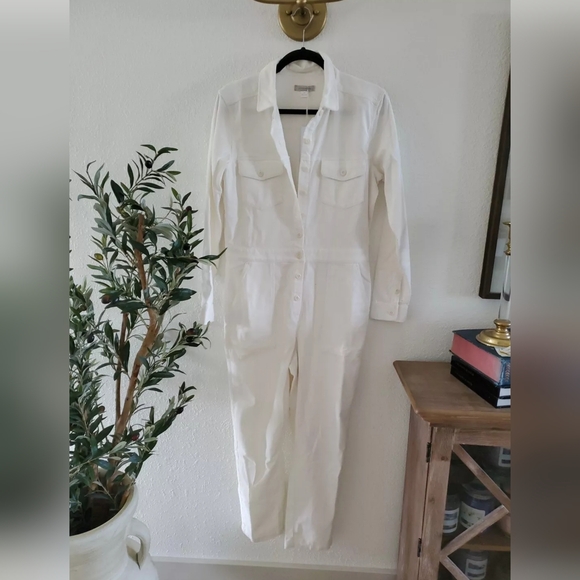 Outerknown Women’s Ivory Soft Corduroy Long Sleeve Jumpsuit Sz: large $180 - Picture 3 of 8